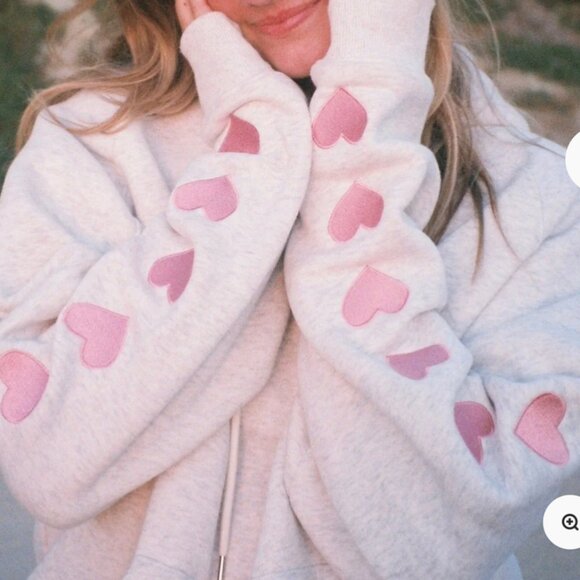 DANDY WORLDWIDE Tops - Dandy "Heart on My Sleeve" Oversized Lux Hoodie in Heather Gray